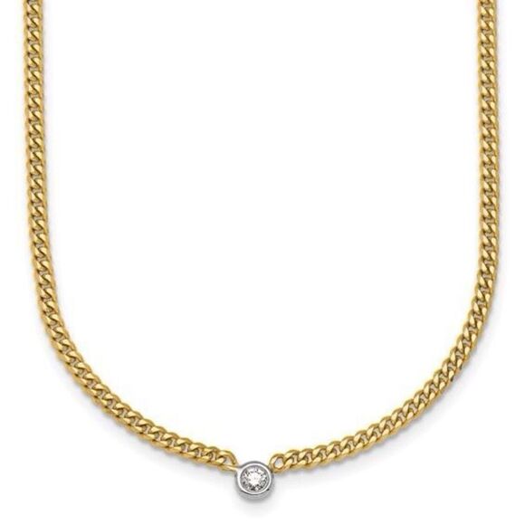 HERCO Jewelry - HERCO 14k Gold Curb Chain Necklace with Diamond